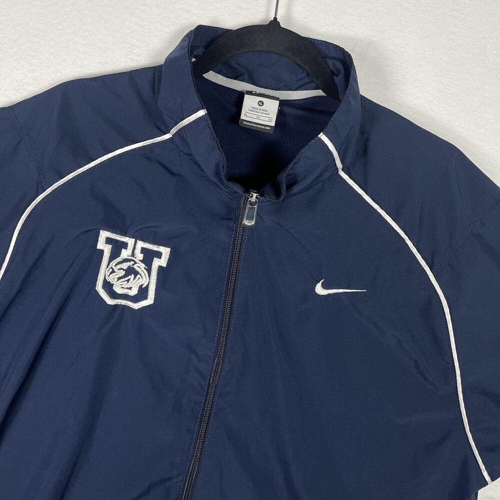Nike Dri-FIT Jacket Mens XL Navy Blue White Full Zip Track Sport Eagle Logo